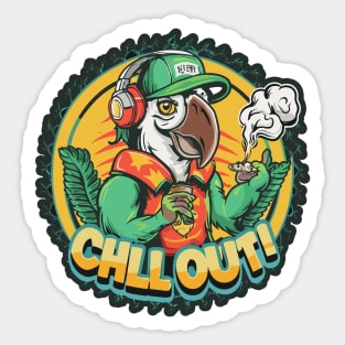 Chill Out: Hip Hop Parrot Art Piece Sticker